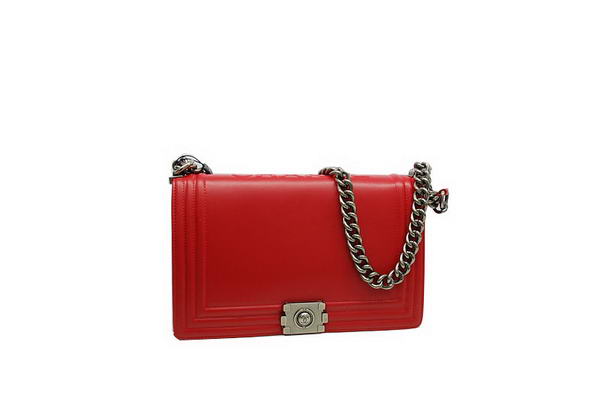 7A Fashion Chanel A30159 Red Leather Le Boy Flap Shoulder Bag Silver Hardware Online